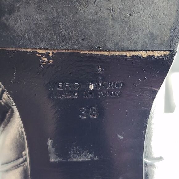 M Grigiarancio Women's US7-7,5 EU38 Black Leather Zip Heeled Ankle Boots Booties - Picture 12 of 15